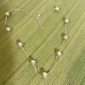Lats Silver Beads Chain Necklace cocker women’s